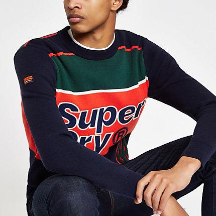 River Island Mens Superdry Colour Block Jumper