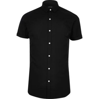 River Island Mensblack Short Sleeve Smart Slim Fit Shirt