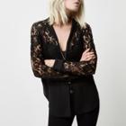 River Island Womens Petite Lace Woven Hem Bomber Jacket