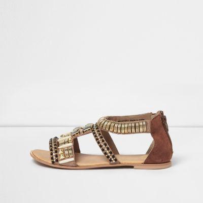 River Island Womens Gold Embellished Sandal