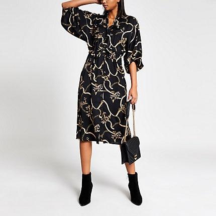 River Island Womens Print Long Sleeve Shirt Dress