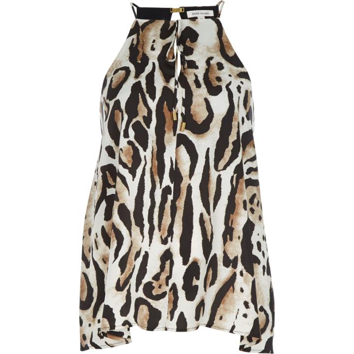 River Island Womens Animal Print Bow Cami