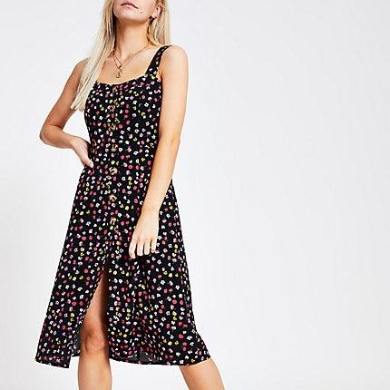 River Island Womens Petite Floral Button Front Dress