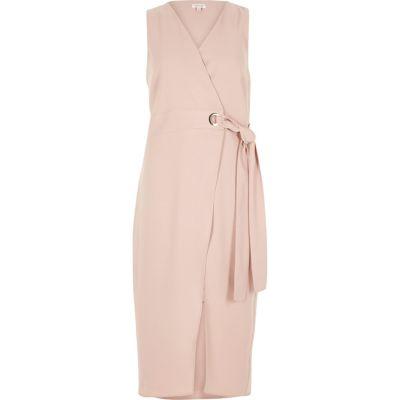 River Island Womens Tie Waist Wrap Midi Dress
