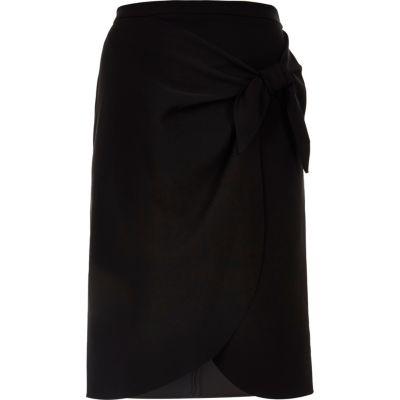 River Island Womens Plus Tie Front Pencil Skirt