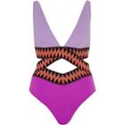 River Island Womens Color Block Cut Out Swimsuit