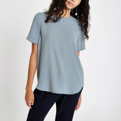 River Island Womens Short Sleeve Zip Back T-shirt