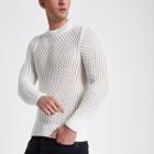 River Island Mens White Slim Fit Long Sleeve Knitted Jumper
