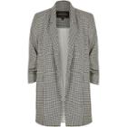 River Island Womens Houndstooth Ruched Sleeve Blazer