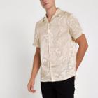 River Island Mens Floral Satin Short Sleeve Revere Shirt