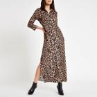 River Island Womens Leopard Print Maxi Shirt Dress