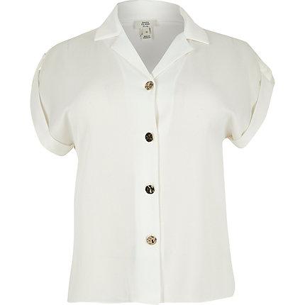 River Island Womens Plus White Short Sleeve Shirt