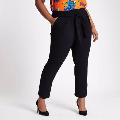 River Island Womens Plus Tie Waist Tapered Trousers