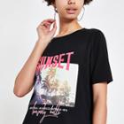 River Island Womens Palm Neon Sequin Print Jumbo T-shirt