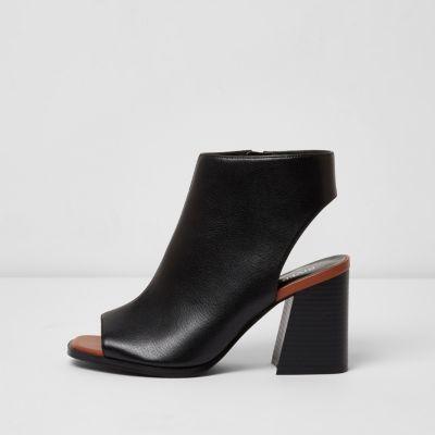 River Island Womens Wide Fit Block Heel Peep Toe Shoe Boots