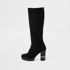 River Island Womens Faux Suede Block Heel Knee High Boots