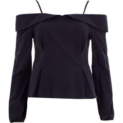 River Island Womens Cold Shoulder Bow Back Top