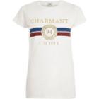 River Island Womens White 'charmont' Foil Print Fitted T-shirt