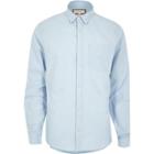 River Island Mensblue Concealed Button-down Oxford Shirt