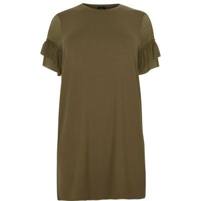 River Island Womens Plus Mesh Frill Oversized T-shirt