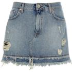 River Island Womens Frayed Hem Denim Mini Skirt