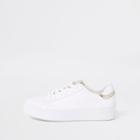 River Island Womens White Gold Tone Lace-up Sneakers
