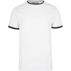 River Island Menswhite Contrast Tipped Slim Fit T-shirt