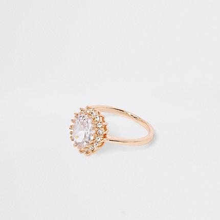 River Island Womens Gold Tone Jewel Rhinestone Pave Ring