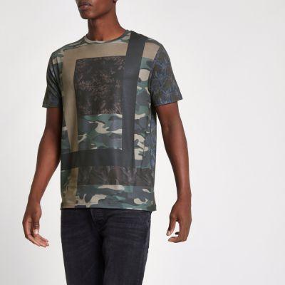 River Island Mens Camo Print Slim Fit T-shirt