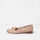River Island Womens Wide Fit Croc Embossed Chain Loafers