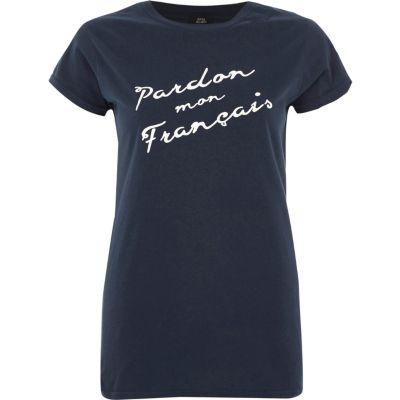 River Island Womens 'pardon Mon' Fitted T-shirt