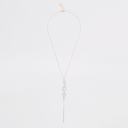 River Island Womens Rose Gold Hexagon Pendant Necklace
