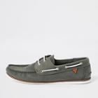 River Island Mens Tumbled Leather Boat Shoes
