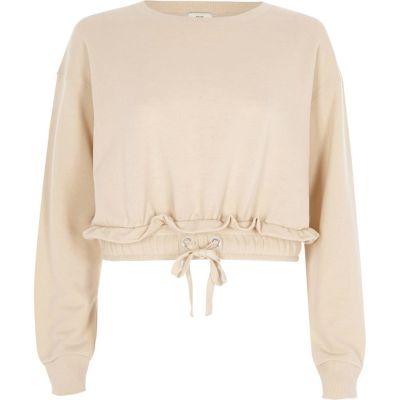 River Island Womens Ruched Hem Cropped Sweatshirt