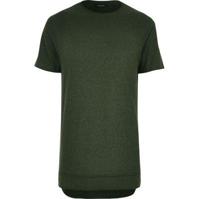 River Island Menskhaki Layered Longline T-shirt