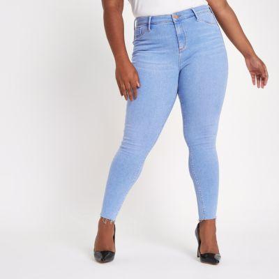 River Island Womens Plus Wash Molly Mid Rise Jeggings