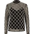 River Island Womens Mesh Pearl Embellished High Neck Top