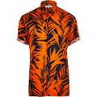 River Island Mens Palm Print Short Sleeve Shirt