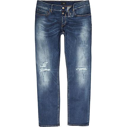 River Island Mens Big And Tall Ripped Slim Fit Jeans