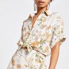River Island Womens Floral Sequin Tie Front Shirt