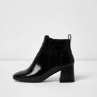 River Island Womens Patent Square Toe Block Heel Boots