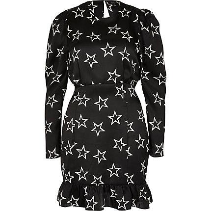 River Island Womens Petite Star Print Ruched Mini Dress