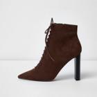 River Island Womens Pointed Toe Lace-up Ankle Boots