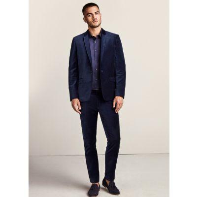River Island Mens Skinny Fit Velvet Suit Trousers