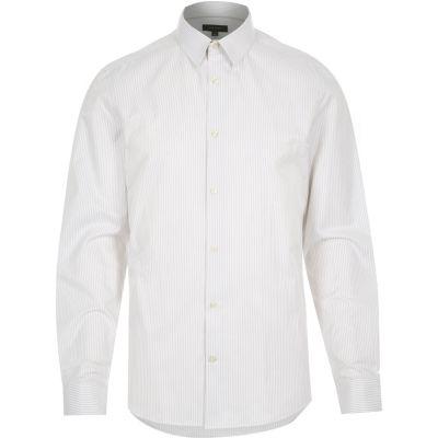 River Island Mens White Stripe Slim Work Shirt