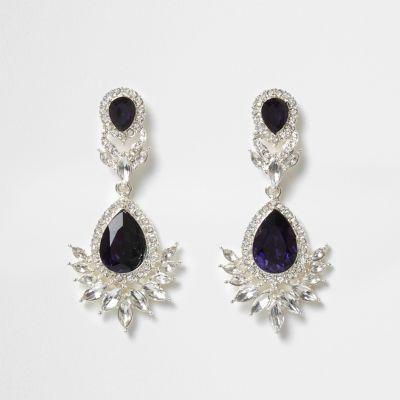 River Island Womens Silver Tone Gem Drop Earrings