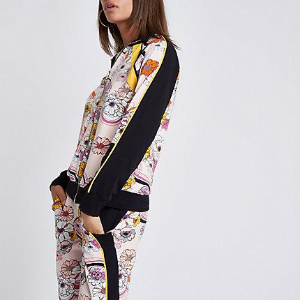 River Island Womens Floral Zip Through Tracksuit Top