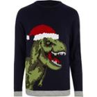 River Island Mens T-rex Knit Christmas Sweater