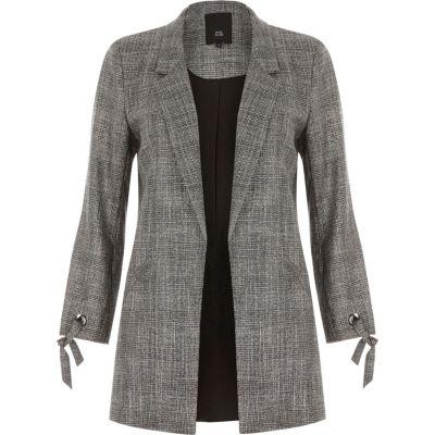 River Island Womens Check Eyelet Tie Cuff Blazer