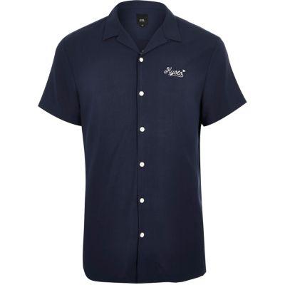 River Island Mens Embroidered Revere Cashual Shirt